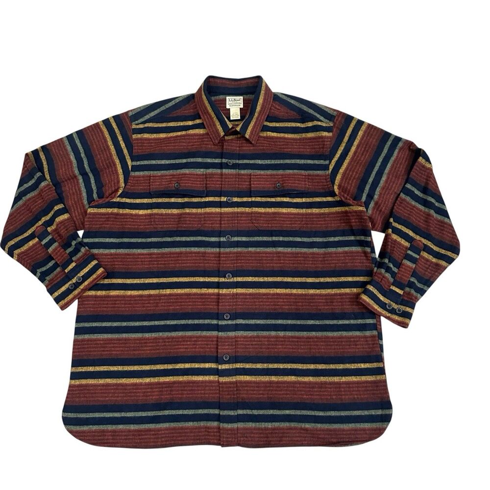 LL Bean Flannel Shirt Mens XXL Serape Chamois Southwest Stripe Blanket EUC